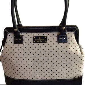 Kate Spade Ashlyn Belltown Ivory Black Dot Satchel